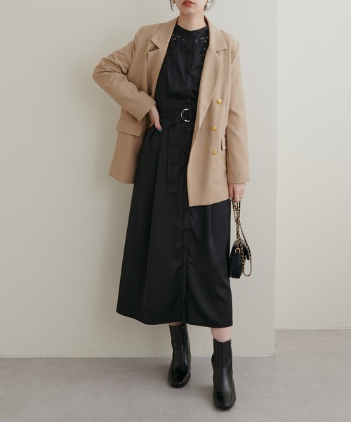 natural couture(ナチュラルクチュール)の「オケージョン対応 ビンテージモチーフレース切替ワンピース(ワンピース・レディース・ブラック/オフホワイト/カーキ・FREE/LARGE)」の18枚目の写真