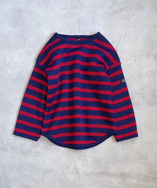 Life Support Products（ライフサポートプロダクツ）の「ウラキモウボーダーカットソー/裏起毛（80～150cm）（Tシャツ/カットソー・キッズ・カーキ/ベージュ/ネイビー・80/150/100/140/130/120/95/90/110）」の3枚目の写真