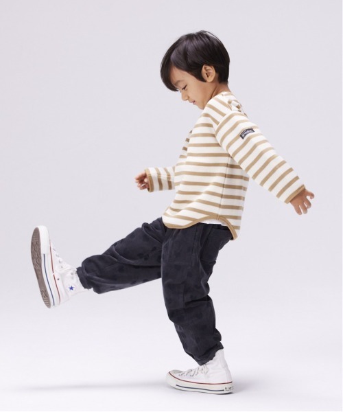 Life Support Products（ライフサポートプロダクツ）の「ウラキモウボーダーカットソー/裏起毛（80～150cm）（Tシャツ/カットソー・キッズ・カーキ/ベージュ/ネイビー・80/150/100/140/130/120/95/90/110）」の5枚目の写真