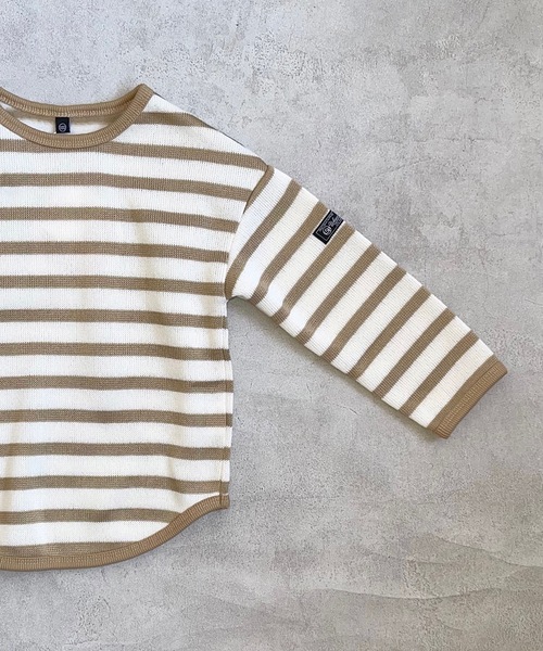 Life Support Products（ライフサポートプロダクツ）の「ウラキモウボーダーカットソー/裏起毛（80～150cm）（Tシャツ/カットソー・キッズ・カーキ/ベージュ/ネイビー・80/150/100/140/130/120/95/90/110）」の8枚目の写真