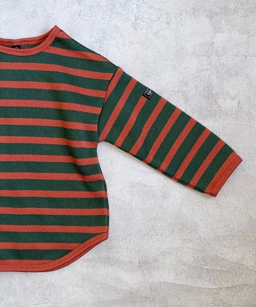 Life Support Products（ライフサポートプロダクツ）の「ウラキモウボーダーカットソー/裏起毛（80～150cm）（Tシャツ/カットソー・キッズ・カーキ/ベージュ/ネイビー・80/150/100/140/130/120/95/90/110）」の9枚目の写真