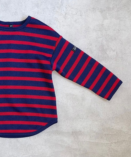 Life Support Products（ライフサポートプロダクツ）の「ウラキモウボーダーカットソー/裏起毛（80～150cm）（Tシャツ/カットソー・キッズ・カーキ/ベージュ/ネイビー・80/150/100/140/130/120/95/90/110）」の10枚目の写真