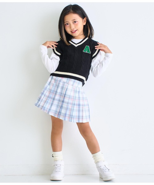 ANAP kids（アナップキッズ）の「ラインケーブルニットベスト