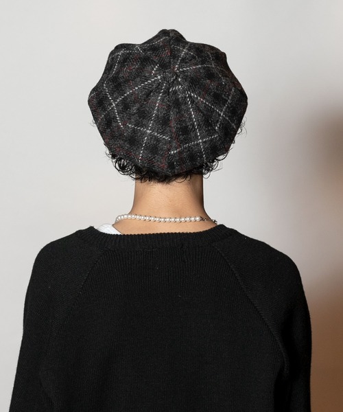 CA4LA カシラ　グレー ツイード チュールベール付きキャスケット　パール CA4LA カシラ グレー ツイード チュールベール付きキャスケット