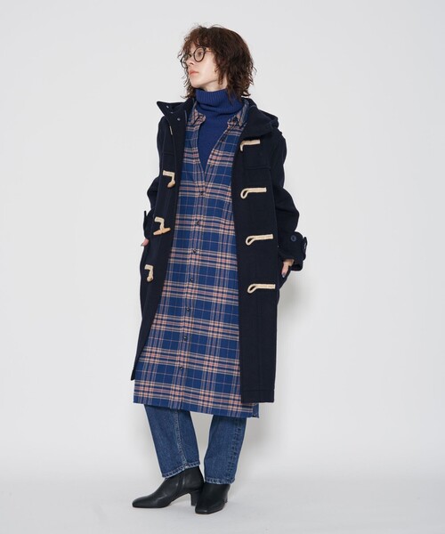 J.PRESS YORK STREET(ジェイプレスヨークストリート)の「【WOMEN】ネルチェックシャツワンピース(シャツワンピース・レディース・ターコイズブルー系3/ネイビー系3/パープル系3・F)」の7枚目の写真