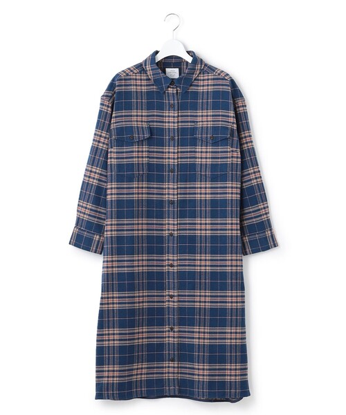 J.PRESS YORK STREET(ジェイプレスヨークストリート)の「【WOMEN】ネルチェックシャツワンピース(シャツワンピース・レディース・ターコイズブルー系3/ネイビー系3/パープル系3・F)」の19枚目の写真