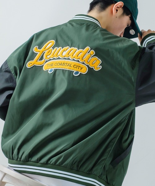 improves（インプローブス）の「ポリツイル サガラ ロゴ 刺繍 スタジアム ジャンパー（スタジャン・メンズ・ブラック/ネイビー/グリーン・MEDIUM/LARGE）」の3枚目の写真