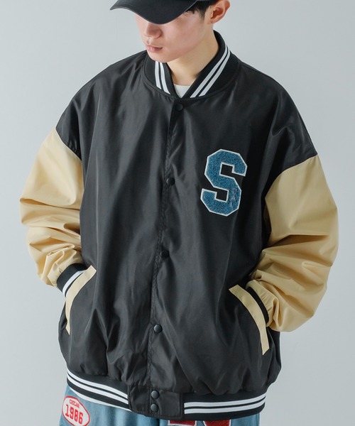 improves（インプローブス）の「ポリツイル サガラ ロゴ 刺繍 スタジアム ジャンパー（スタジャン・メンズ・ブラック/ネイビー/グリーン・MEDIUM/LARGE）」の6枚目の写真