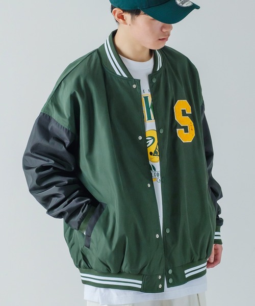 improves（インプローブス）の「ポリツイル サガラ ロゴ 刺繍 スタジアム ジャンパー（スタジャン・メンズ・ブラック/ネイビー/グリーン・MEDIUM/LARGE）」の8枚目の写真