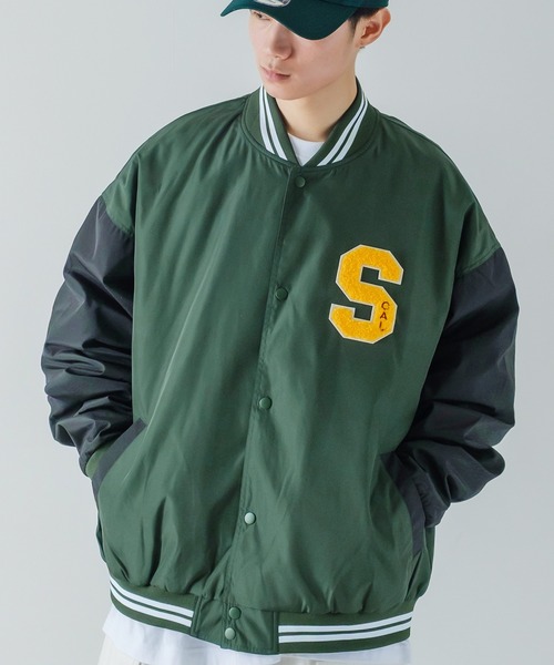 improves（インプローブス）の「ポリツイル サガラ ロゴ 刺繍 スタジアム ジャンパー（スタジャン・メンズ・ブラック/ネイビー/グリーン・MEDIUM/LARGE）」の10枚目の写真