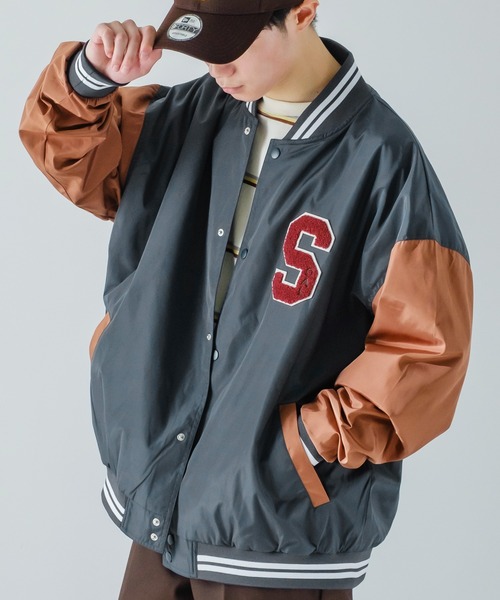 improves（インプローブス）の「ポリツイル サガラ ロゴ 刺繍 スタジアム ジャンパー（スタジャン・メンズ・ブラック/ネイビー/グリーン・MEDIUM/LARGE）」の12枚目の写真