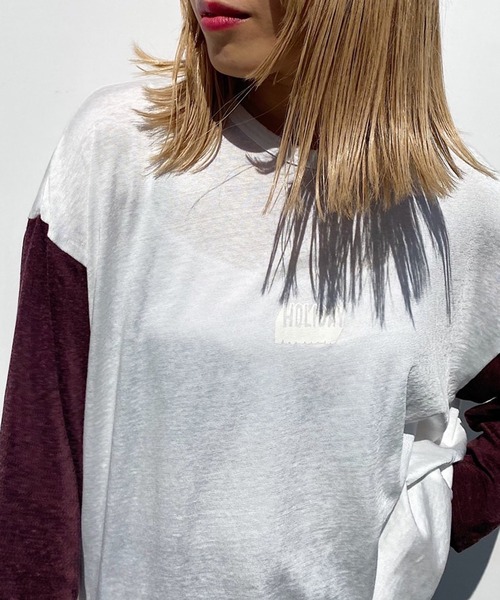 HOLIDAY(ホリデイ)の「BASEBALL T-SHIRT (HOLIDAY) ベースボールTシャツ (ホリデイ)(Tシャツ/カットソー・レディース・ネイビー/ブラウン・S/XL)」の11枚目の写真