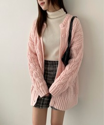 〈ユニセックス〉2Wayケーブルクルーオーバーカーディガン