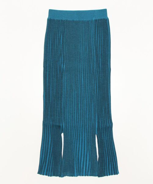 HCAE(エイチシーエーイー)の「HCAE(エイチシーエーイー) PLEATED RIB KNIT SKIRT/プリーツリブニットスカート(スカート・レディース・ブルー/パープル・F)」の4枚目の写真