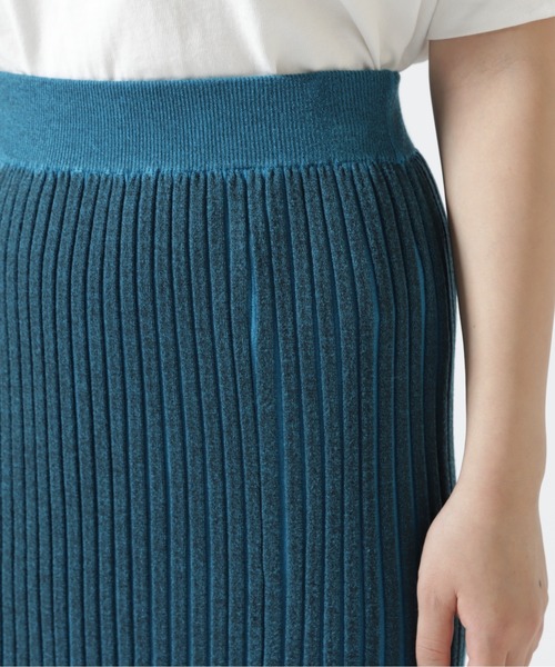 HCAE(エイチシーエーイー)の「HCAE(エイチシーエーイー) PLEATED RIB KNIT SKIRT/プリーツリブニットスカート(スカート・レディース・ブルー/パープル・F)」の7枚目の写真
