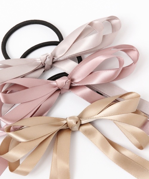 studio CLIP(スタディオクリップ)の「【daily CLIP】サテンリボンヘアゴム(ヘアゴム・レディース・グレー/ピンク/ベージュ・FREE)」の4枚目の写真