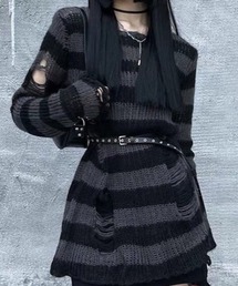 NOVESSEL | 『NOVESSEL/ノベセル』ダメージルーズボーダーニット【Y】【CN】(ニット/セーター)