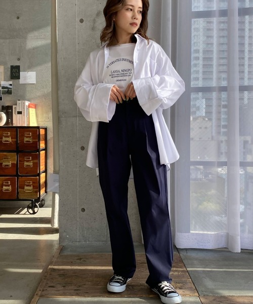 moment+（モーメントプラス）の「タック入りチノパンツ（チノパンツ・レディース・ベージュ/アイボリー/カーキ/ネイビー・S/L/M）」の15枚目の写真