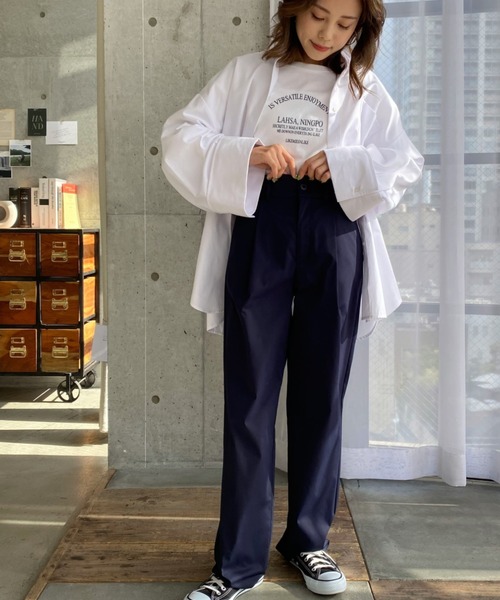 moment+（モーメントプラス）の「タック入りチノパンツ（チノパンツ・レディース・ベージュ/アイボリー/カーキ/ネイビー・S/L/M）」の16枚目の写真