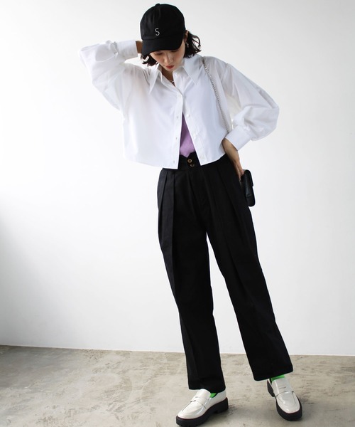 GeeRA(ジーラ)の「ハイウエストタックデザインチノパンツ(チノパンツ・レディース・ベージュ/ブラック/アイボリー・MEDIUM/LARGE)」の11枚目の写真