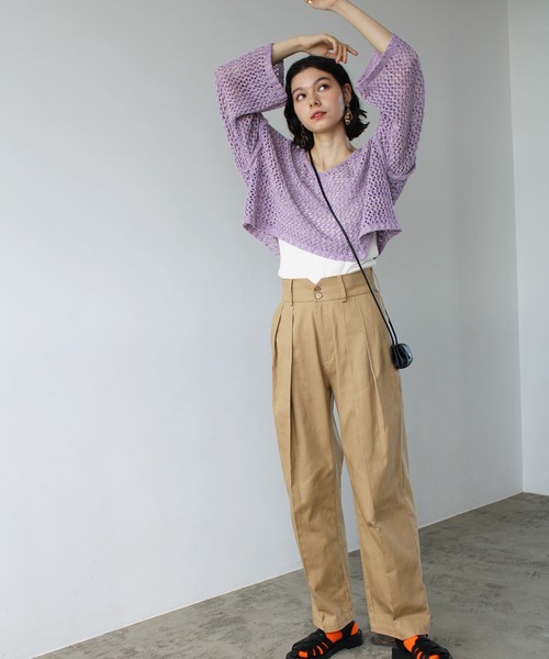 GeeRA(ジーラ)の「ハイウエストタックデザインチノパンツ(チノパンツ・レディース・ベージュ/ブラック/アイボリー・MEDIUM/LARGE)」の16枚目の写真