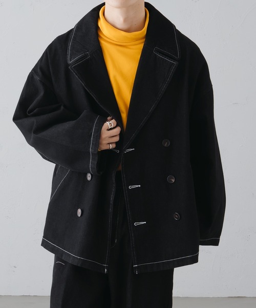 epnok（エプノック）の「ダブルテーラードデニムブルゾン（デニムジャケット・メンズ・インディゴブルー/ブラウン/ブラック・LARGE/MEDIUM/SMALL）」の2枚目の写真