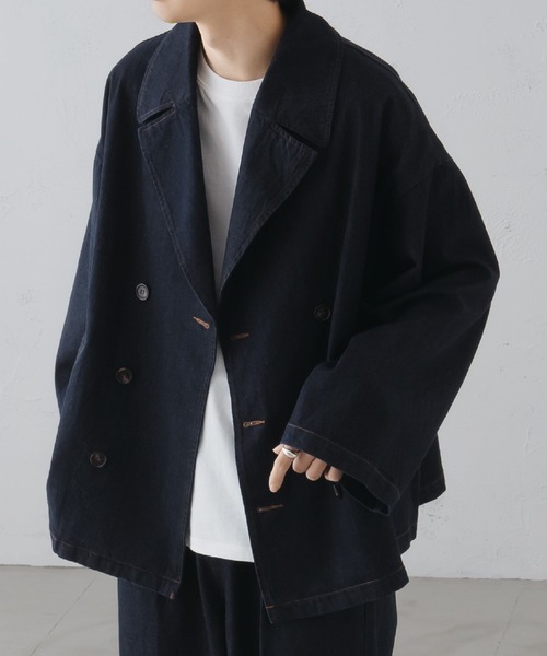epnok（エプノック）の「ダブルテーラードデニムブルゾン（デニムジャケット・メンズ・インディゴブルー/ブラウン/ブラック・LARGE/MEDIUM/SMALL）」の4枚目の写真