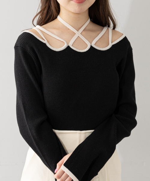 Chico（チコ）の「【2023SS】ホルターネックリブニット（ニット