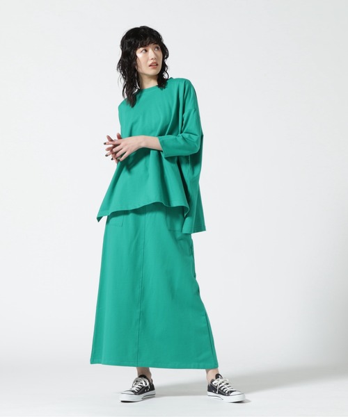 MANASTASH（マナスタッシュ）の「MANASTASH/マナスタッシュ　フレンチテリーセミフレアスカート（スカート・レディース・ブラック/グリーン・M）」の8枚目の写真