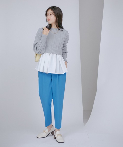 VIS（ビス）の「【洗える・防シワ】ダブルクロスドロストイージーテーパードパンツ（スラックス・レディース・ベージュ/ピンク/ネイビー/ブルー系その他4・L/M/S）」の8枚目の写真