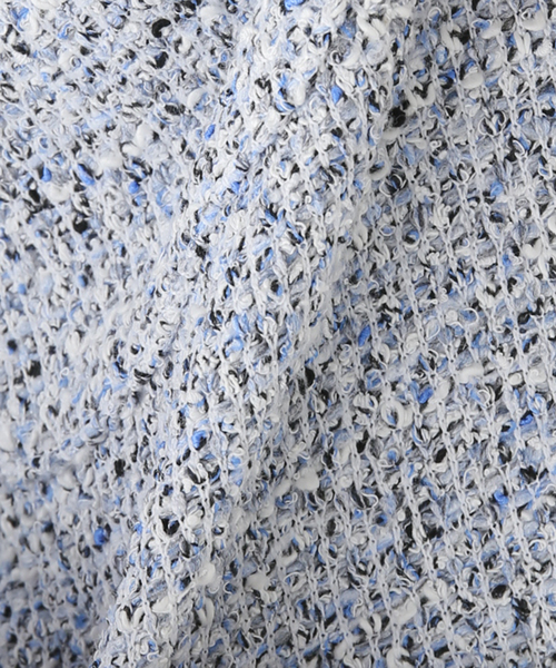 La TOTALITE（ラトータリテ）の「ブークレーツィードジャケット（ノーカラージャケット・レディース・ベージュ/ネイビー/サックスブルー・FREE）」の5枚目の写真