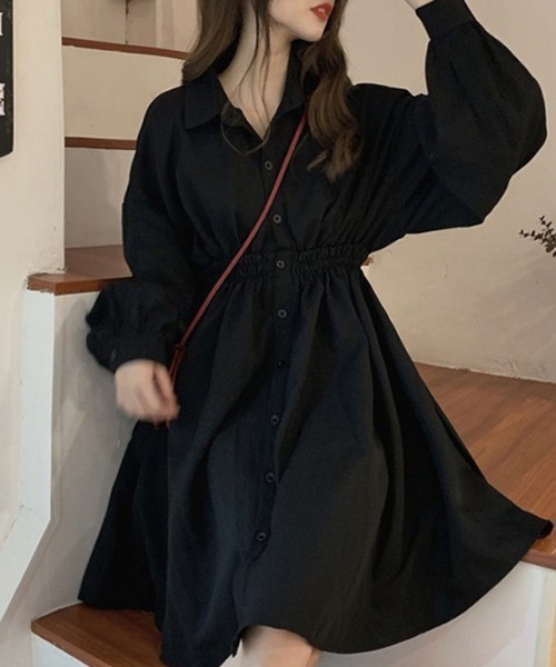 PRIVATE  BEACH（プライベートビーチ）の「ウエストマークシャツワンピース（シャツワンピース・レディース・ブラック/ホワイト・S/M/L）」の2枚目の写真