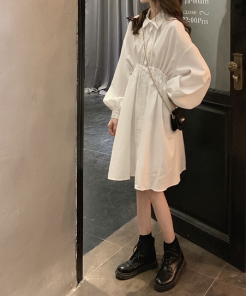 PRIVATE  BEACH（プライベートビーチ）の「ウエストマークシャツワンピース（シャツワンピース・レディース・ブラック/ホワイト・S/M/L）」の4枚目の写真