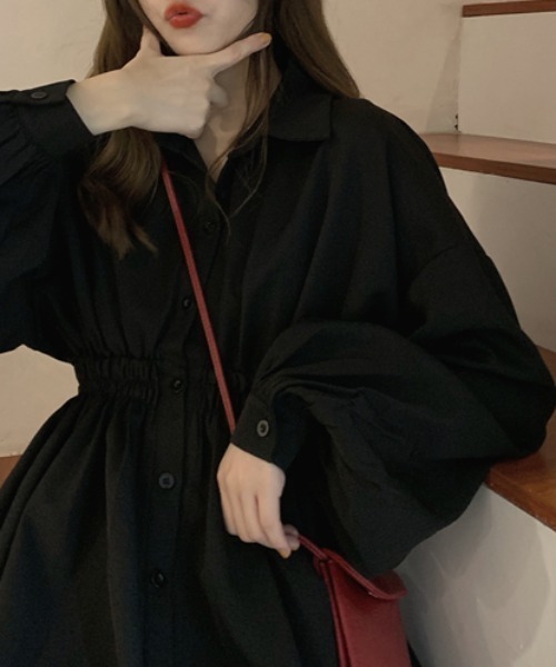 PRIVATE  BEACH（プライベートビーチ）の「ウエストマークシャツワンピース（シャツワンピース・レディース・ブラック/ホワイト・S/M/L）」の7枚目の写真