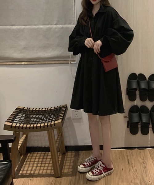 PRIVATE  BEACH（プライベートビーチ）の「ウエストマークシャツワンピース（シャツワンピース・レディース・ブラック/ホワイト・S/M/L）」の3枚目の写真