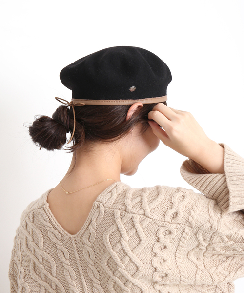 SLOBE IENA（スローブイエナ）の「【LAULHERE】 SLOBE別注 パイピングレザーベレー帽（ハンチング/ベレー帽・レディース・ブラック・FREE）」の11枚目の写真