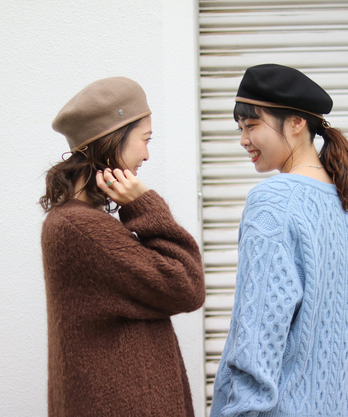SLOBE IENA（スローブイエナ）の「【LAULHERE】 SLOBE別注 パイピングレザーベレー帽（ハンチング/ベレー帽・レディース・ブラック・FREE）」の16枚目の写真