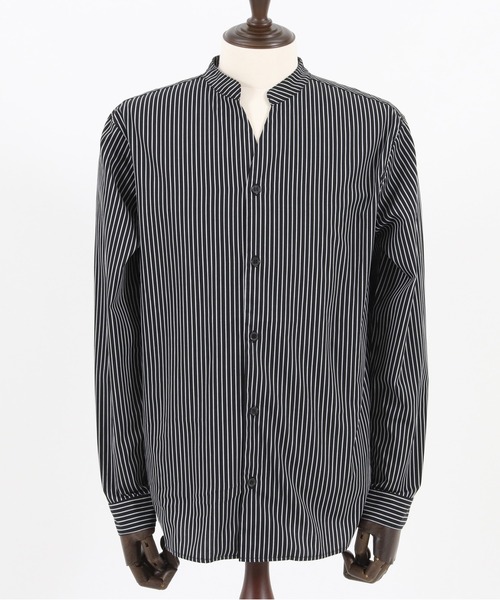 Magine(マージン)の「ms5242- STRIPE BAND COLLAR SKIPPER SHIRTS スキッパ―シャツ(シャツ/ブラウス・メンズ・ホワイト/ネイビー/ブラック・44/48/46)」の16枚目の写真
