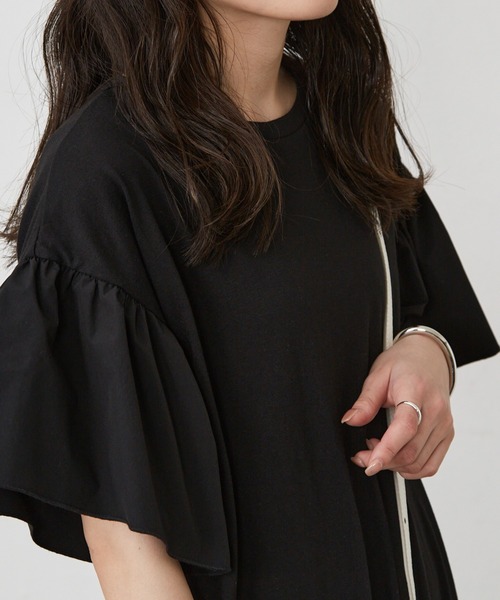 Shelly island（シェリーアイランド）の「フリルティアードカットワンピース（ワンピース・レディース・ブラック/ホワイト・M）」の12枚目の写真