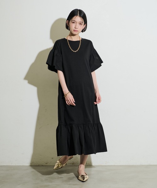 Shelly island（シェリーアイランド）の「フリルティアードカットワンピース（ワンピース・レディース・ブラック/ホワイト・M）」の18枚目の写真