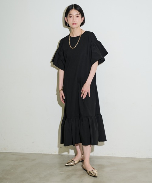 Shelly island（シェリーアイランド）の「フリルティアードカットワンピース（ワンピース・レディース・ブラック/ホワイト・M）」の20枚目の写真