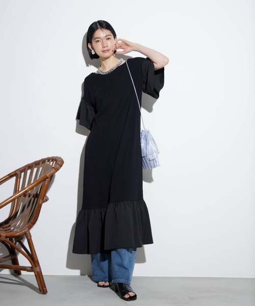 SALE!*PULL＆BEAR*カットオフフリル ティアード Vネック ワンピ SALE!*PULL＆BEAR*カットオフフリル ティアード Vネック ワンピ