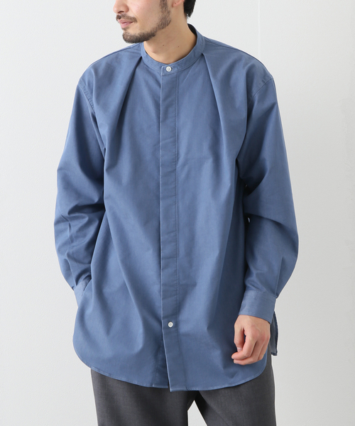 EDIFICE（エディフィス）の「【:colon / コロン】フロントプリーツデニムバンドカラー（シャツ/ブラウス・メンズ・ネイビー/ブルー・3/5/1）」の2枚目の写真