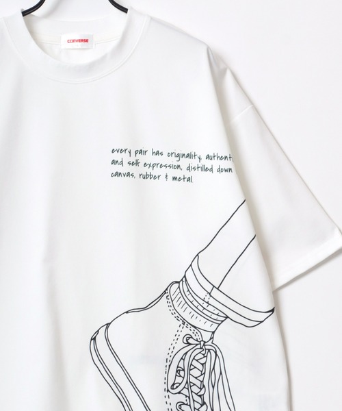 CONVERSE(コンバース)の「CONVERSE/コンバース オーバーサイズ オールスター スニーカー ロゴ ワンポイント刺繍 バックプリント 半袖Tシャツ/ドライ/UVカット/接触冷感/レディース メンズ(Tシャツ/カットソー・レディース・ホワイト系その他2/ホワイト系その他3/スミクロ/グリーン/ホワイト/ホワイト系その他/ブラック/ブルー/ホワイト系その他4/ブラック系その他2/ホワイト系その他5/ブラック系その他・M/L/LL)」の4枚目の写真