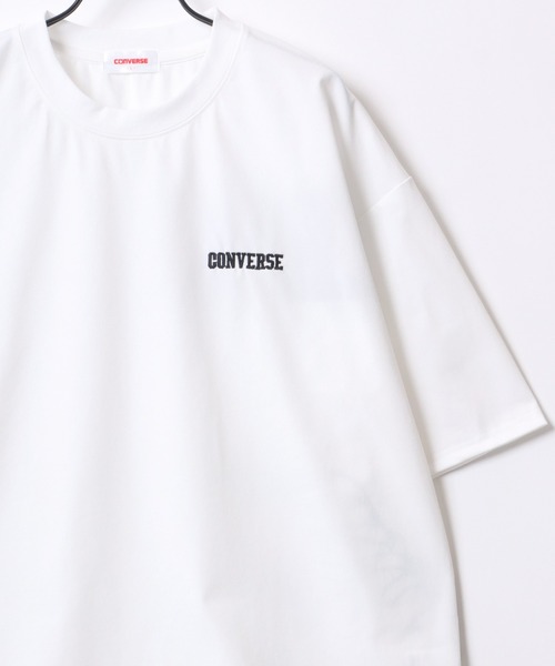CONVERSE(コンバース)の「CONVERSE/コンバース オーバーサイズ オールスター スニーカー ロゴ ワンポイント刺繍 バックプリント 半袖Tシャツ/ドライ/UVカット/接触冷感/レディース メンズ(Tシャツ/カットソー・レディース・ホワイト系その他2/ホワイト系その他3/スミクロ/グリーン/ホワイト/ホワイト系その他/ブラック/ブルー/ホワイト系その他4/ブラック系その他2/ホワイト系その他5/ブラック系その他・M/L/LL)」の1枚目の写真