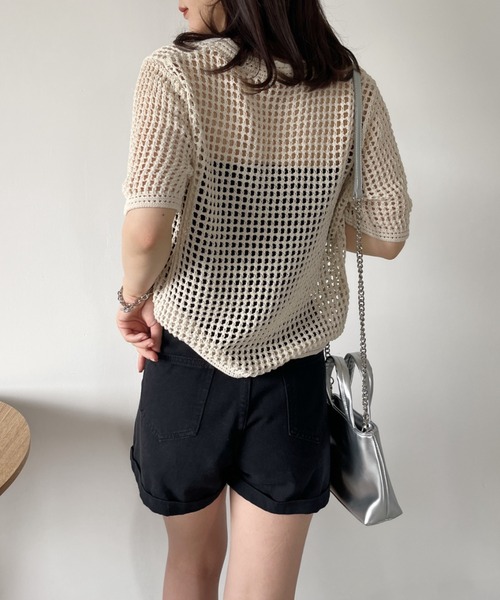 CLEA（クレア）の「ウエストデザインハイウエストデニムショートパンツ（デニムパンツ・レディース・ブラック/ブルー・M）」の11枚目の写真