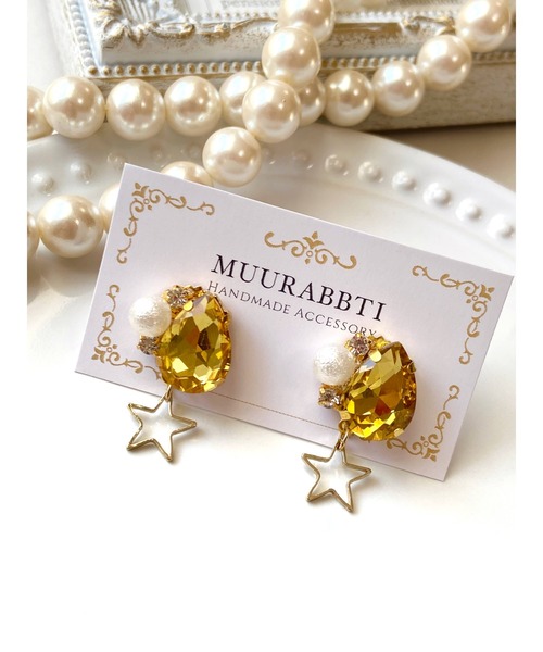 tone(トーン)の「【MUURABBTI】雫とビジューと星のピアス(MA)(ピアス(両耳用)・レディース・その他1/ブルー系その他・FREE)」の1枚目の写真