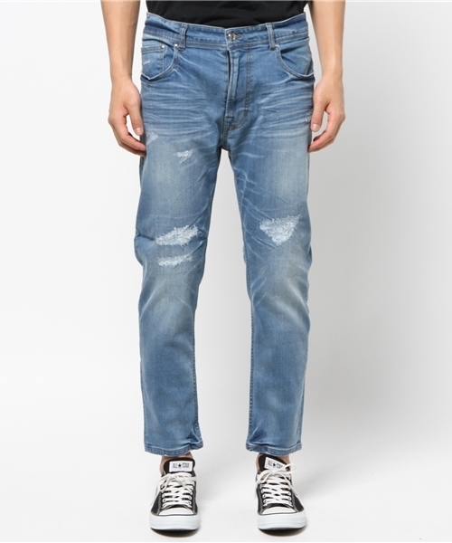 MEN'S MELROSE(メンズメルローズ)の「ストレッチライトオン9分丈デニム(デニムパンツ・メンズ・ライトインディゴブルー/インディゴブルー・LARGE/MEDIUM/X-LARGE/SMALL)」の5枚目の写真