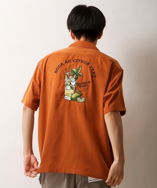 POWER TO THE PEOPLE（パワートゥーザピープル）の「POWER TO THE PEOPLE 刺繍開襟とろみシャツ 半袖（シャツ/ブラウス・メンズ・ブラック系その他/アイボリー/ホワイト/グリーン/ピンク/ミント/ダークブルー/オレンジ/ブラック・L/S/LL/M）」の9枚目の写真