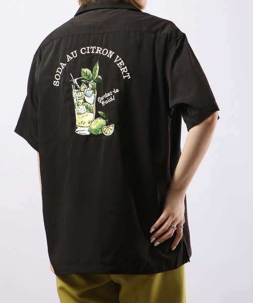 POWER TO THE PEOPLE（パワートゥーザピープル）の「POWER TO THE PEOPLE 刺繍開襟とろみシャツ 半袖（シャツ/ブラウス・メンズ・ブラック系その他/アイボリー/ホワイト/グリーン/ピンク/ミント/ダークブルー/オレンジ/ブラック・L/S/LL/M）」の12枚目の写真
